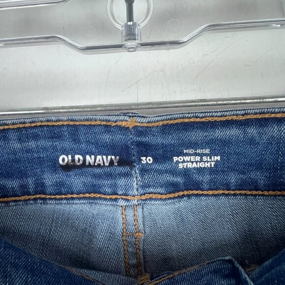 NWOT Old Navy Mid-Rise Power Slim Straight Jeans Medium Wash Plus Size 30 NEW - Picture 4 of 8